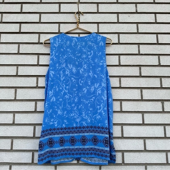 J. Jill Tunic Sleeveless Tank Button Front Loose Flowy Blue Print - Picture 10 of 10